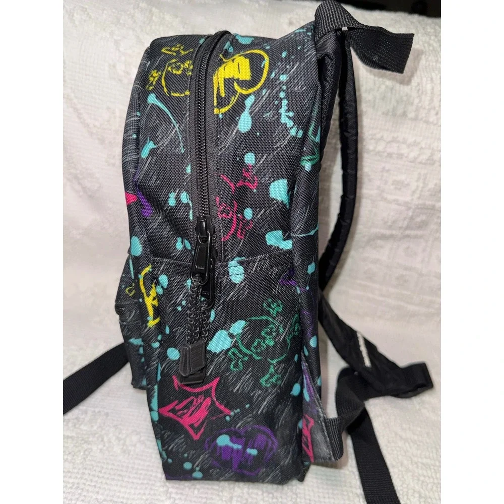Yak‎ Pak Mini Backpack Graffiti Skull Print Black Neon Small Daypack Streetwear
